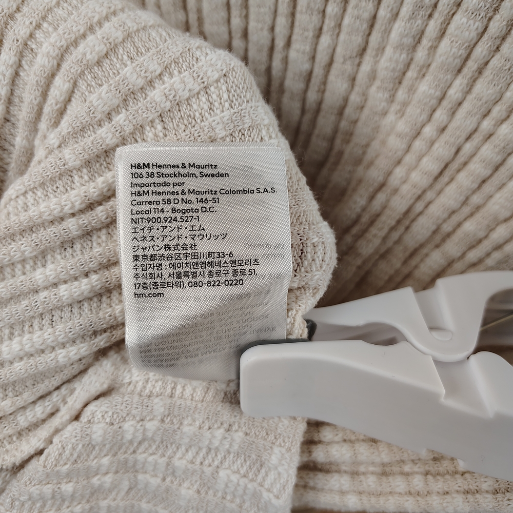 H&M Cream And White Textured Mini Shirt Dress With Collar Women's Size Small - Picture 10 of 12
